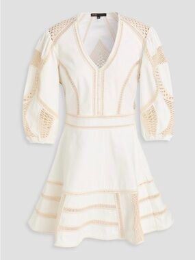 Maje Cream Eyelet-Trim Top with Logo Tag
